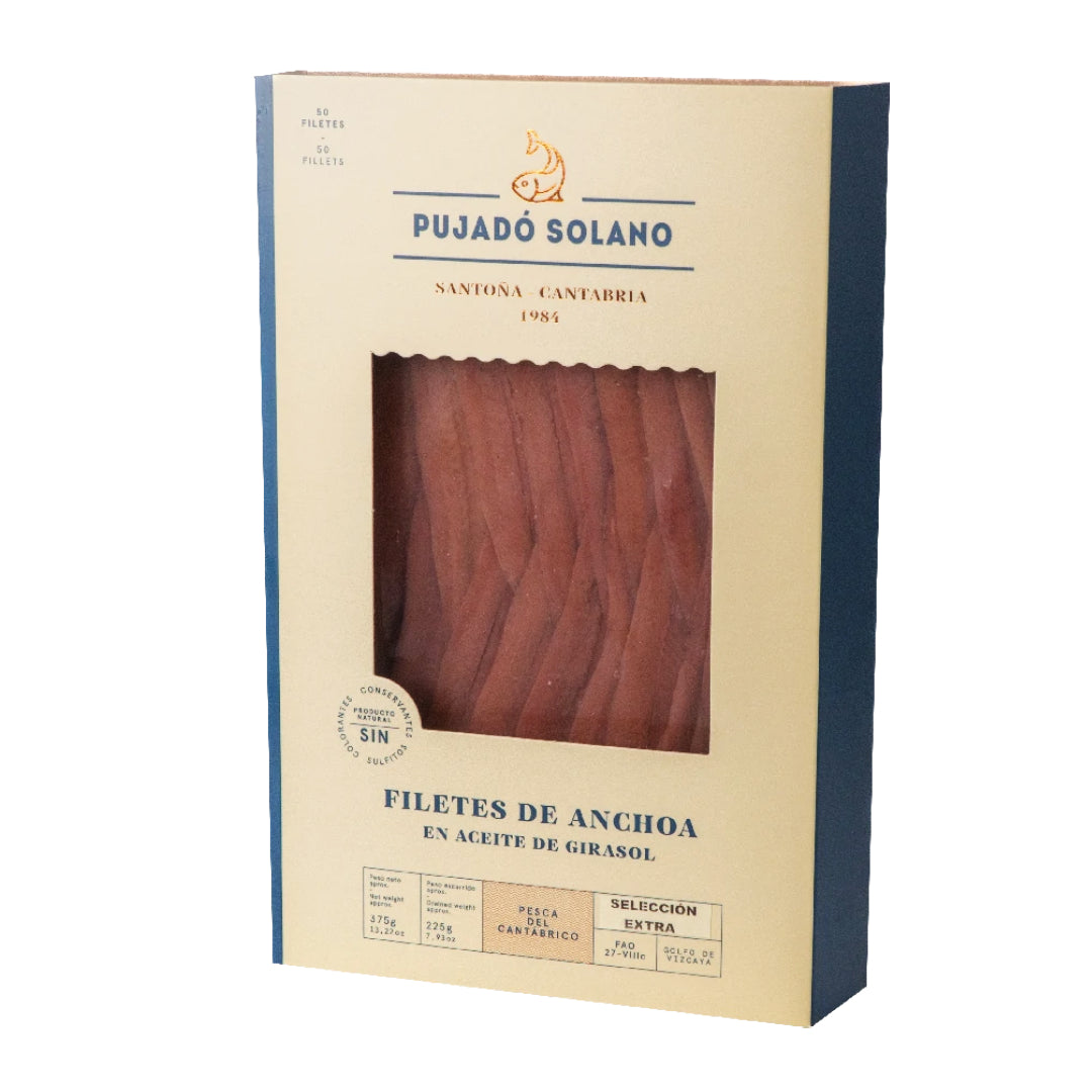 Cantabrian Anchovy in Sunflower Oil - Anchoa Cantabrica. Pujado Solano, 375g