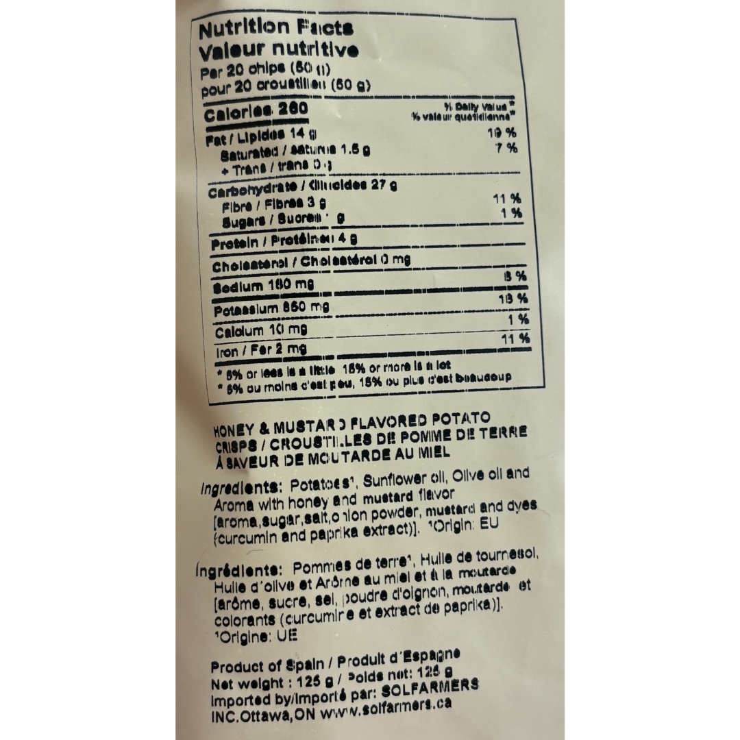 Inessence potato chips honey mustard - Solfarmers