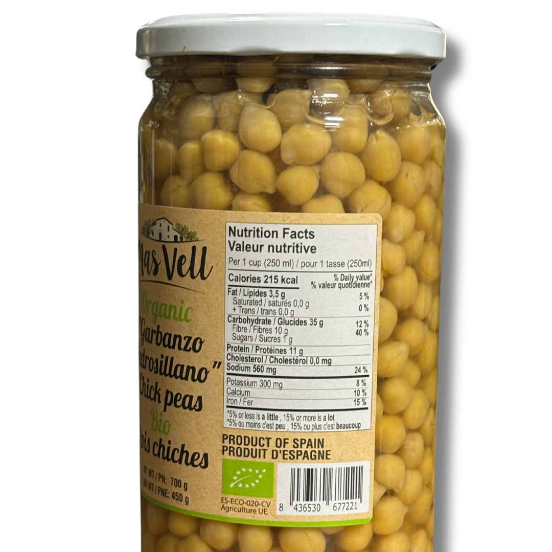 Mas Vell organic chickpeas Pedrosillano in brine, 700 g - Solfarmers