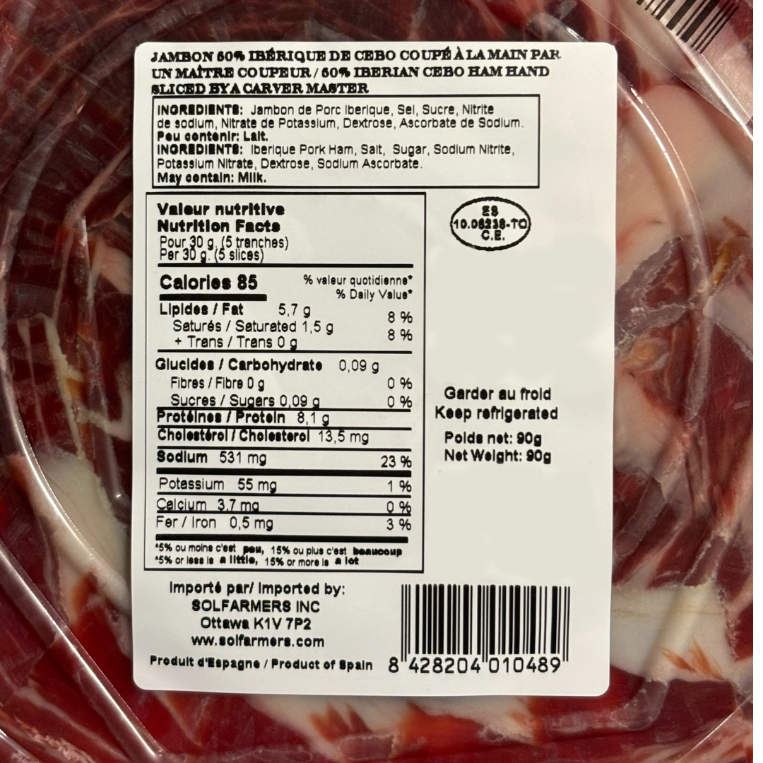 Cebo Ham 50% Iberian - Hand-cut - La Barrica, 90g