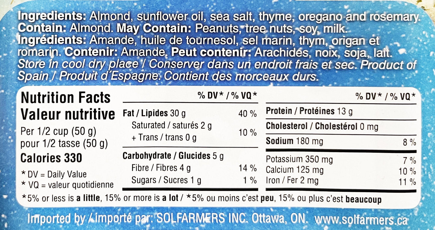 El Nogal Valencia Almonds Mediterranean Herbs, Tray 100g - Solfarmers