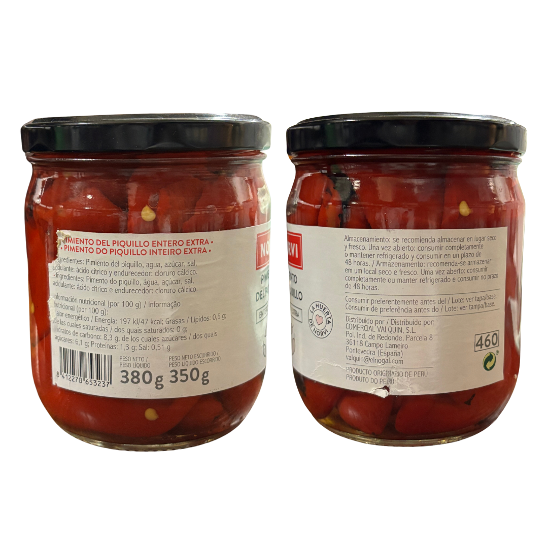 Whole Piquillo Peppers Norvi, 380g - Solfarmers