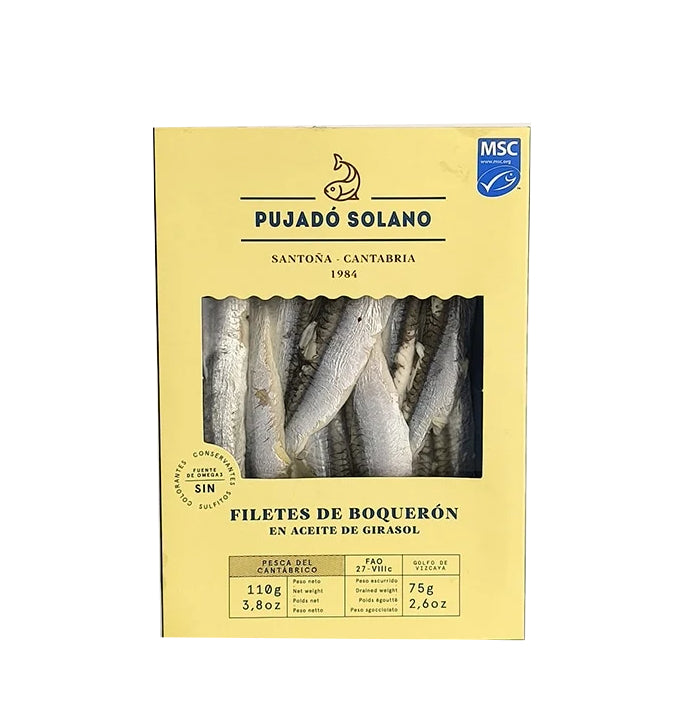 White Anchovies in Sunflower Oil - Boquerones. Pujado Solano, 110g