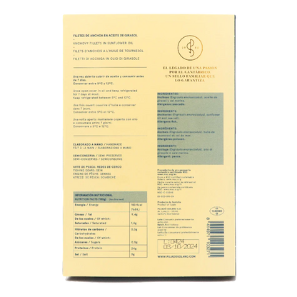Cantabrian Anchovy in Sunflower Oil - Anchoa Cantabrica. Pujado Solano, 375g
