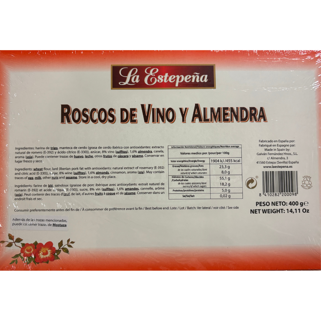 La Estepeña roscos de vino y almendra/ Almond Round Pastries, 400gr