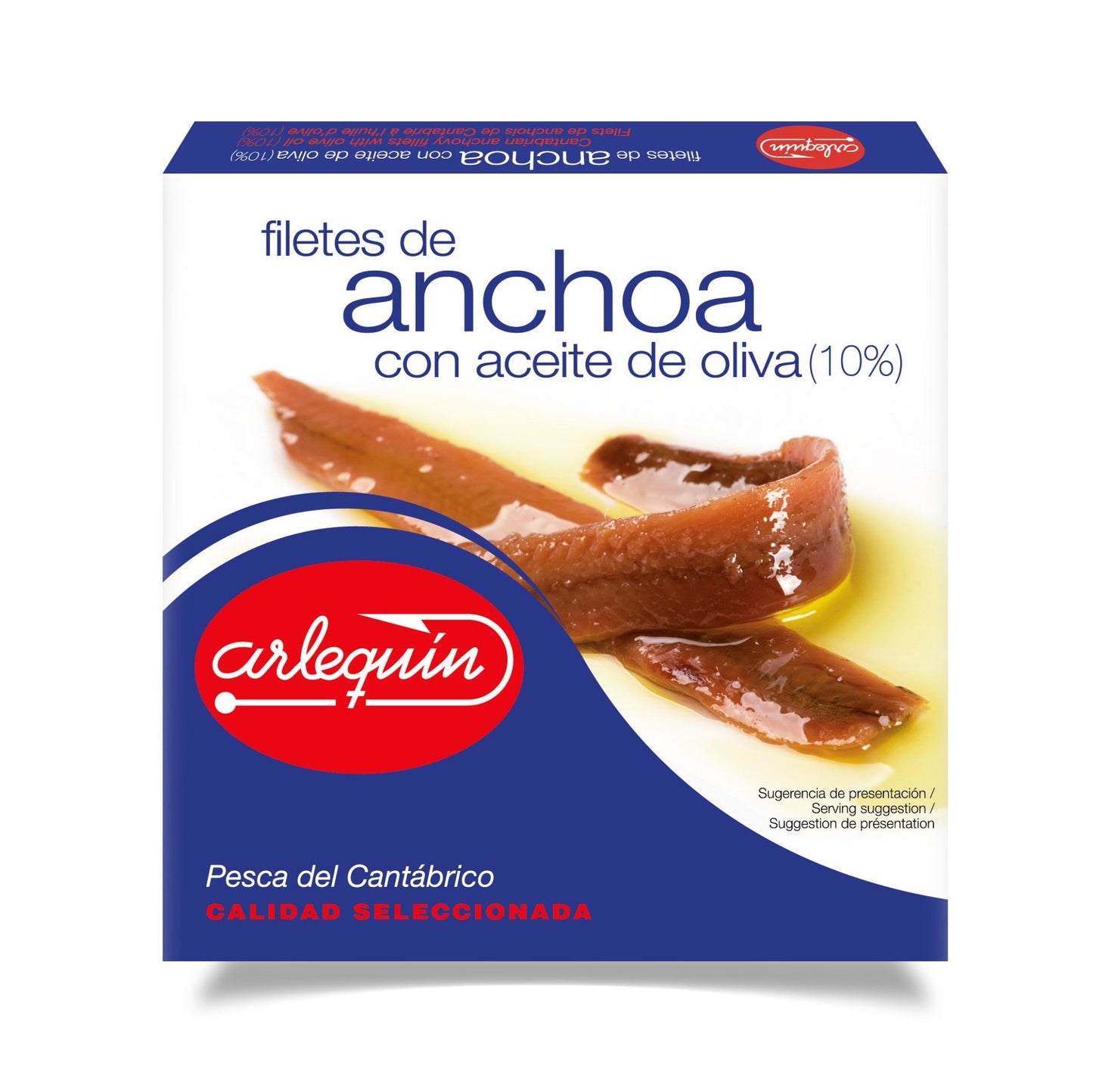 Cantabrian Anchovy in Olive Oil 10% Blue Line - Anchoa Cantábrica Arlequín, 120g