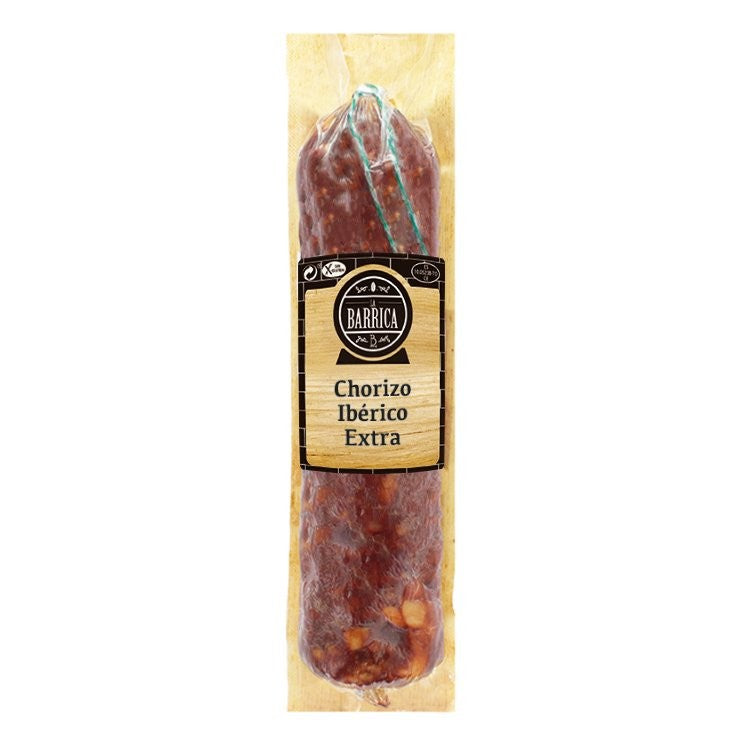 Premium Extra Iberian Chorizo Velita sticks, showcasing their deep color and rich, spicy flavor.