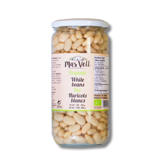 Mas Vell organic white beans in brine, 700 g