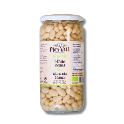 Mas Vell organic white beans in brine, 700 g - Solfarmers