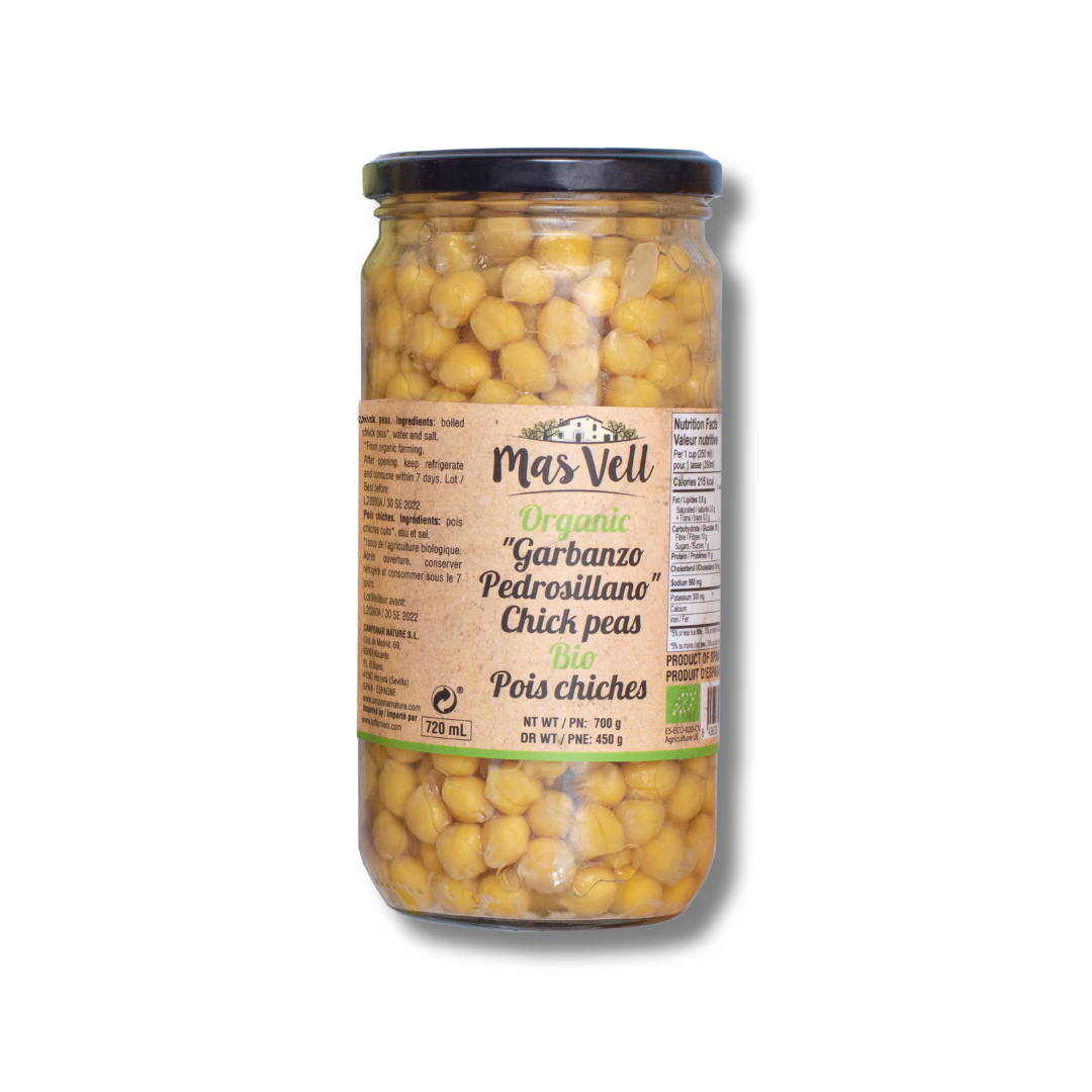 Mas Vell organic chickpeas Pedrosillano in brine, 700 g