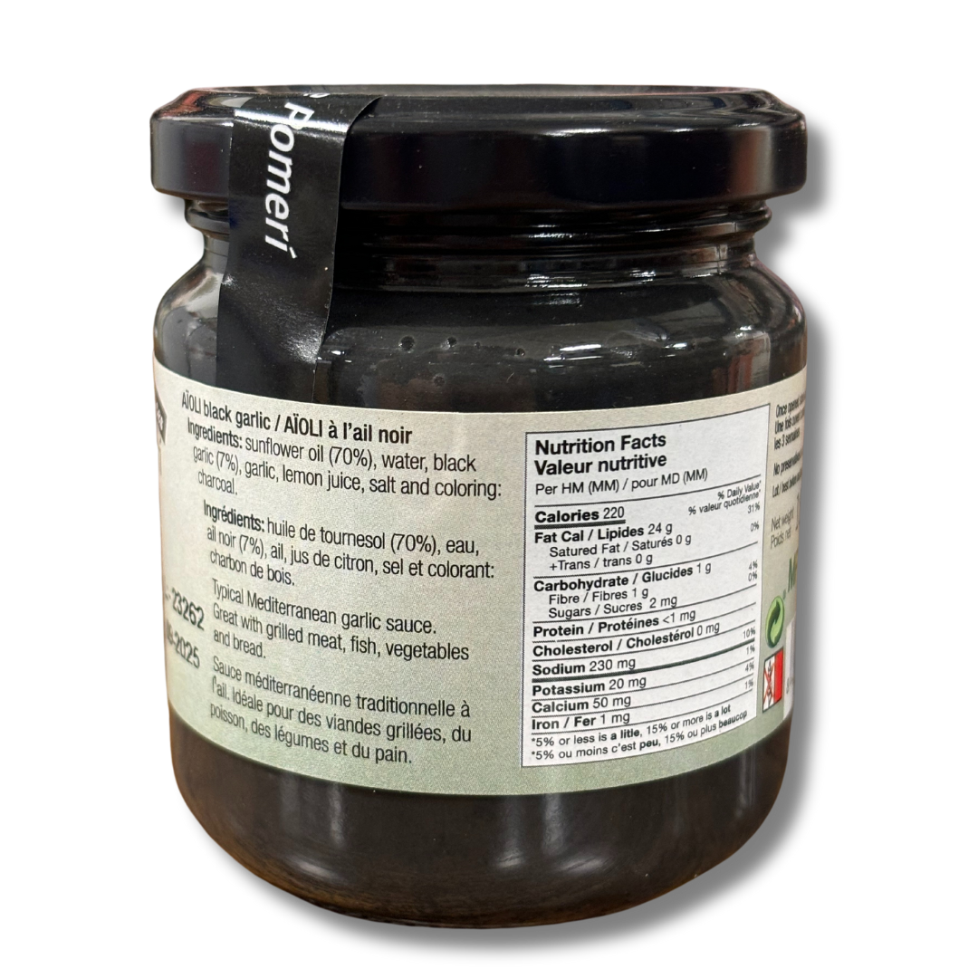 Mediterranean Aioli Black Garlic sauce 185g - Solfarmers