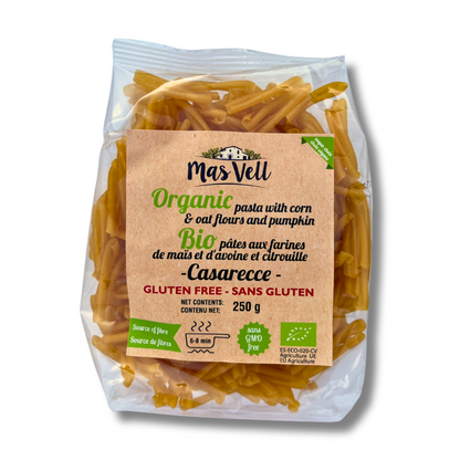 Pasta Casarecce Corn, Oat and Pumpkin - Pasta Casarecce Maíz, avena y calabaza. Mas Vell, 250g