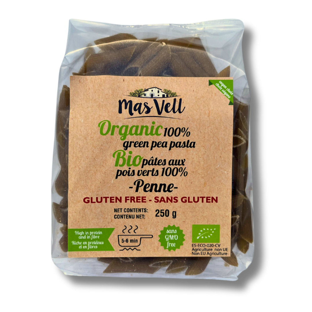 Pasta Penne Green Pea - Pasta Penne Guisantes. Mas Vell, 250g