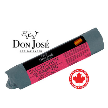DON JOSE. Spanish Salchichon with Rioja Wine - Salchichón Español con Vino Rioja, Stick 225g