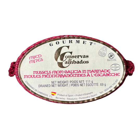 can of premium seafood with mussels in marinade from galicia