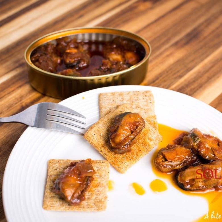 can of premium seafood with mussels in marinade from galicia